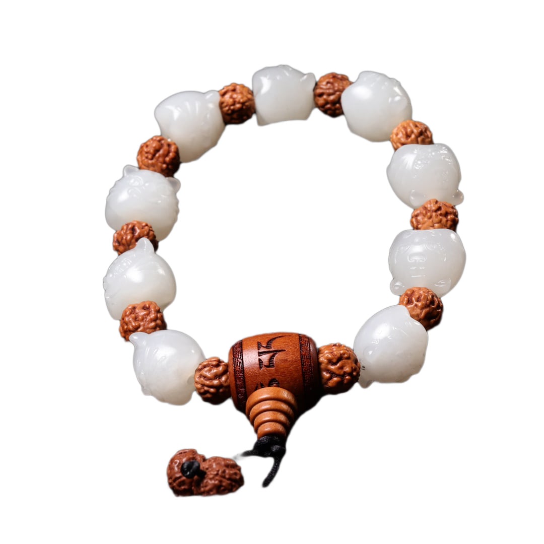 Hand Woven Hetian Jade Beads Bracelet (1 of 7)