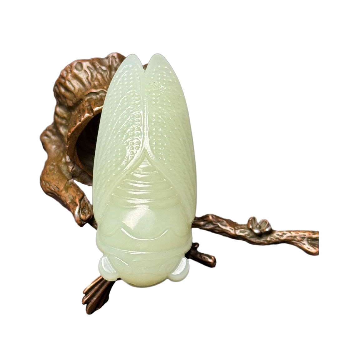 Natural White Hetian Jade Hand-Carved Pendant w Cicada (1 of 10)