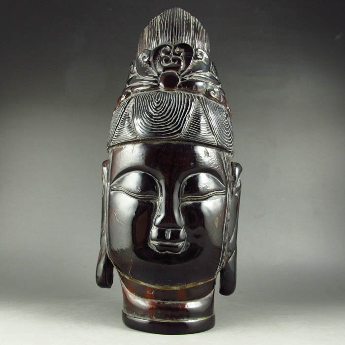 Hand-carved Chinese Ox Horn Kwan-yin Head Statue: Superb Vintage Hand-carved Chinese Ox Horn Kwan-yin Head Statue Dimension: 235*97*90(mm) 9.25*3.81*3.54(in) Weight2.16 lbs/980g Tips about horn sculpture Horn sculpture has a long history. The horn sc