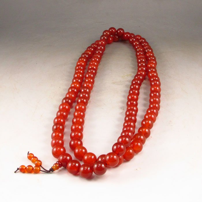 Natural Red Agate 108 Buddhist Prayer Beads Necklace: Hand-carved Chinese Natural Red Agate 108 Buddhist Prayer Beads NecklaceDimension:12*12*12(mm) 0.47*0.47*0.47(in) Weight 0.60 lbs/270gTotal length: 10.63(in)/270(mm)