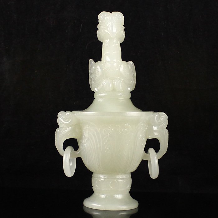Chinese White Hetian Jade Double Ear Incense Burner: Hand Carved Chinese Natural White Hetian Jade Double Ear Incense BurnerDimension:113*47*47(mm)4.45*1.85*1.85(in)Weight 0.33 lbs/150gTips about Chinese Hetian Nephrite JadeHetian jade is a nephrite jad