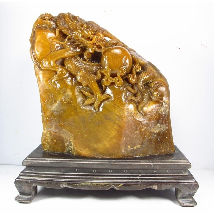 Chinese Shoushan Stone Statue - Dragon & Fire Ball: Huge Superb Hand-carved Chinese Shoushan Stone Statue - Dragon & Fire Ball Dimension: 330*310*95(mm) 12.99*12.20*3.74(in) Weight 36.05 lbs/16350 g Tips about Shoushan Stone Chinese Fujian Shoushan sto