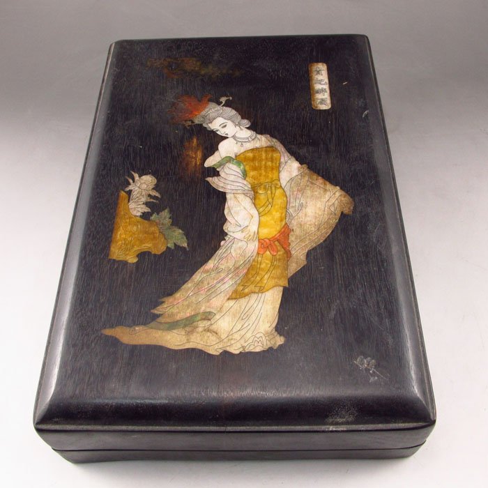 Chinese Natural Hardwood Inlay Shell Inkstone: Hand Carved Chinese Natural Hardwood Inlay Shell Inkstone Dimension: 250*170*55(mm) 9.84*6.69*2.17(in) Weight 5.82 lbs/2638g