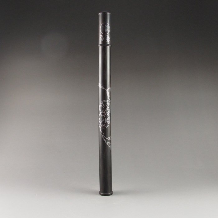 Chinese Ebony Inlay Silver Wire Incense Brush Pen Case: Chinese Ebony Inlay Silver Wire Brush Pen Case Dimension: 236*17*17(mm) 9.29*0.67*0.67(in) Weight 0.09 lbs/40g Tips for wood art craftThe wood sculpture is popular for collectors. The fine grain, the