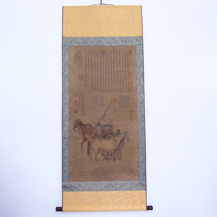Hand Drawn Xuan Paper Painting Old Man & Horses: Chinese Hand Drawn Xuan Paper Painting Old Man & Horses w Artist SignatureDimension: 1400*640(mm) 55.12*25.20(in) Weight:0.72 lbs/326g