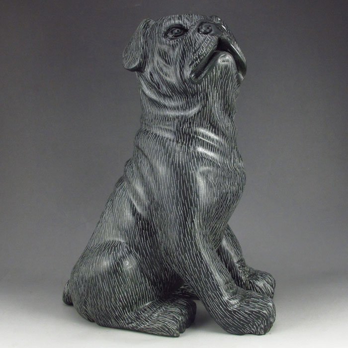 Chinese Deep Green Jade Carved Fortune Dog Statue: Chinese Deep Green Jade Carved Fortune Dog StatueDimension:285*200*138(mm) 11.22*7.87*5.43(in) Weight12.33 lbs/5594g
