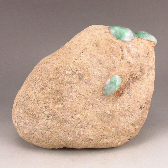 Natural Jadeite Original Stone / Gamble Stone Statue: Superb Natural Jadeite Original Stone / Gamble Stone Statue Dimension: 125*104*96(mm) 4.92*4.09*3.78(in) Weight 5.48 lbs/2486g Tips about Jadeite Jade Jadeite generally occurs in metamorphic rocks wit