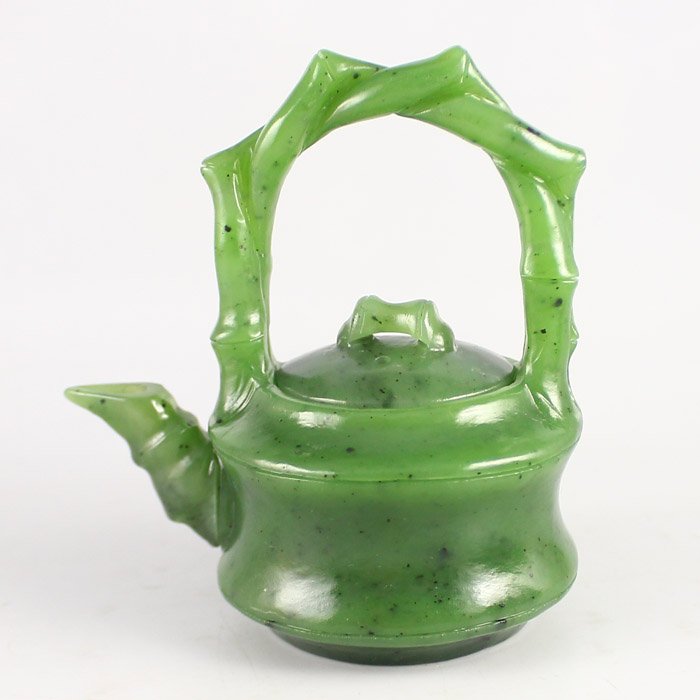 Natural Green Hetian Jade Ring - Hand Carved, Size 12, Amulet Jewelry Gift For Women & Men
