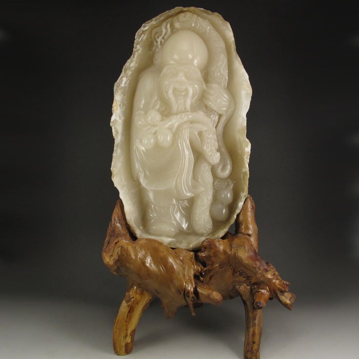 China Shoushan Stone Statue - Longevity Taoism Deity: Chinese Natural Shoushan Stone Statue - Longevity Taoism Deity Dimension:385*200*60(mm)15.16*7.87*2.36 (in) Weight 18.4lbs/8346 g Tips about Shoushan Stone Chinese Fujian Shoushan stone is one of four