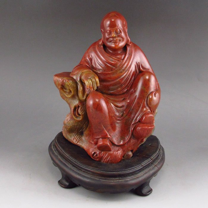 Chinese Natural Shoushan Stone Arhat Statue: Chinese Natural Shoushan Stone Arhat Statue Dimension: 160*115*80 (mm) 6.30*4.53*3.15 (in) Weight 3.65 lbs/1654g Tips about Shoushan StoneChinese Fujian Shoushan stone is one of four Chinese tradition