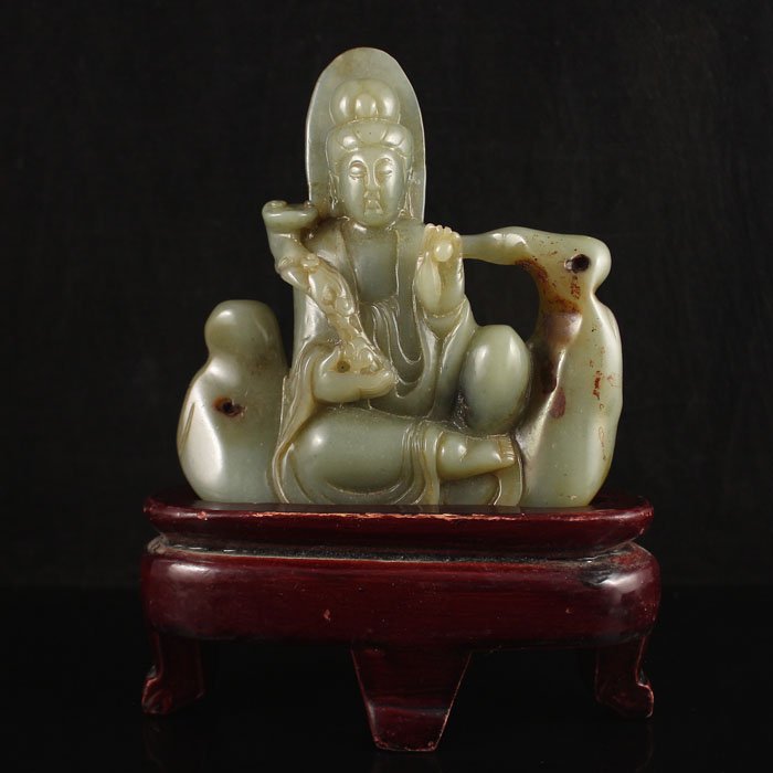 Chinese Natural Hetian Jade Statue - Kwan-yin: Vintage Hand Carved Chinese Natural Hetian Jade Statue - Kwan-yin Dimension: 120*110*33 (mm) 4.72*4.33*1.30 (in) Weight 0.74 lbs/334g Tips about Chinese Hetian Nephrite Jade Hetian jade is a nephrite