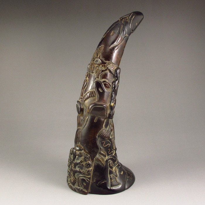 China Ox Horn Statue Carved Seclude Oneself In Remotes: Chinese Ox Horn Statue Carved Seclude Oneself In Remote Mountains Dimension:230*95*90(mm) 9.06*3.74*3.54(in) Weigh 0.66 lbs/300 g Tips about horn sculpture Horn sculpture has a long history. The horn 