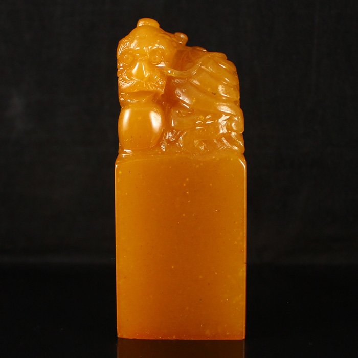 Chinese Shoushan Stone Seal Statue - Dragon & Ball (1 of 6)