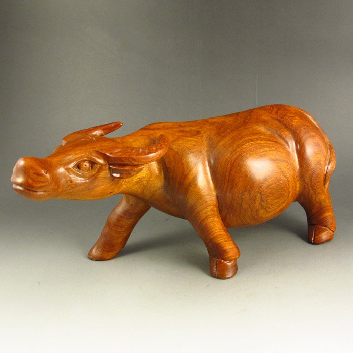 Chinese Natural Huali Wood Statue - Fortune Oxen (1 of 7)
