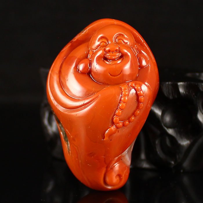 Chinese Natural Nanhong Agate Pendant - Laughing Buddha (1 of 8)