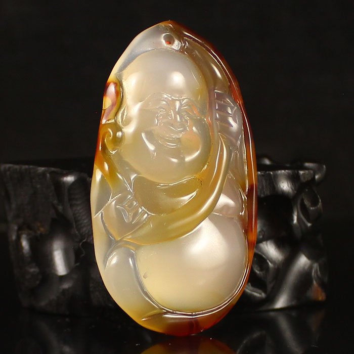 Chinese Natural Agate Pendant - Laughing Buddha (1 of 6)