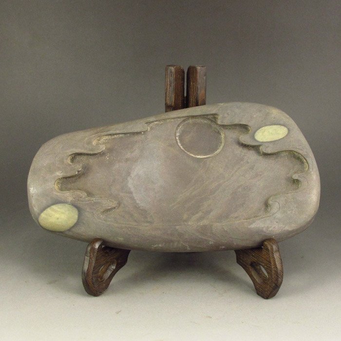 Chinese Double Eyes Duan Inkstone W Kangxi Mark: Chinese Double Eyes Duan Inkstone W Kangxi Mark Dimension:170*90*22(mm) 6.69*3.54*0.87(in) Weight 1.35 lbs/614 g The total weight does not include the base. The base is not included after you have won