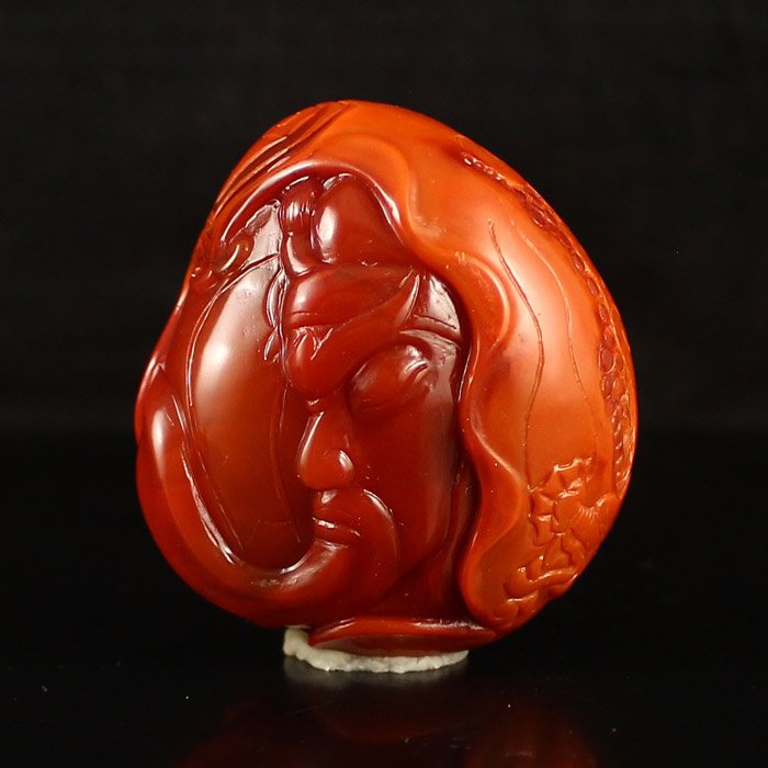 Superb Chinese Natural Nanhong Agate Pendant - Guangong (1 of 8)