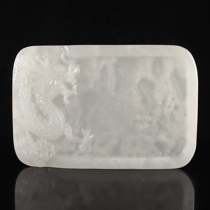 China Natural White Jade Carved Dragon Inkstone (1 of 6)