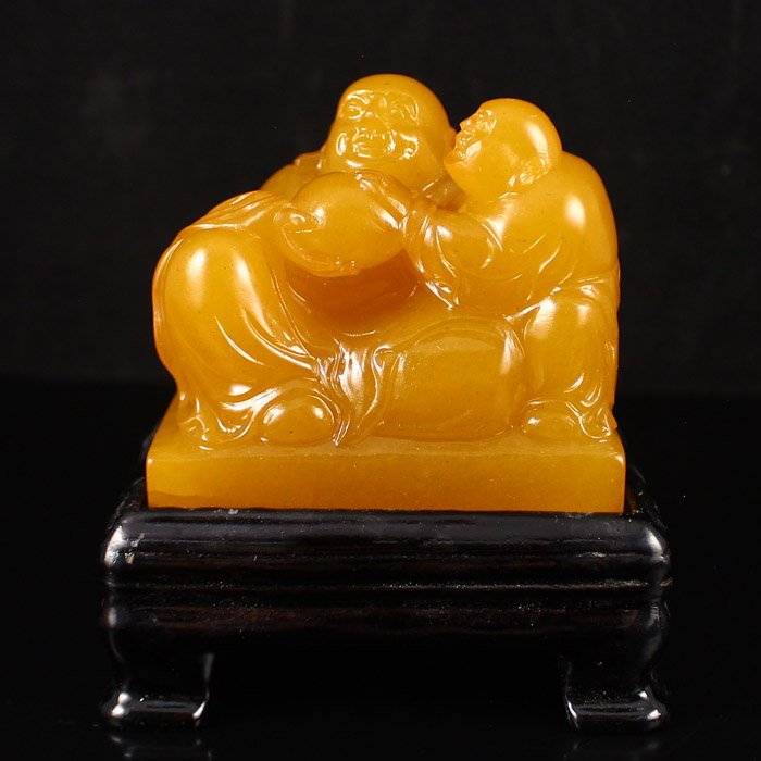 Chinese Natural Shoushan Stone Statue - Laughing Buddha (1 of 8)