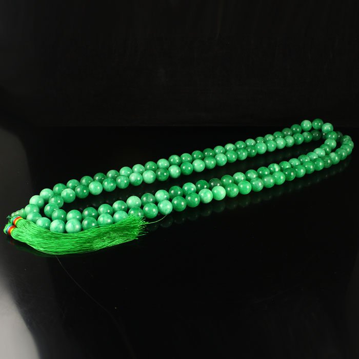 Chinese Natural Green Jade 108 Prayer Beads Necklace (1 of 6)