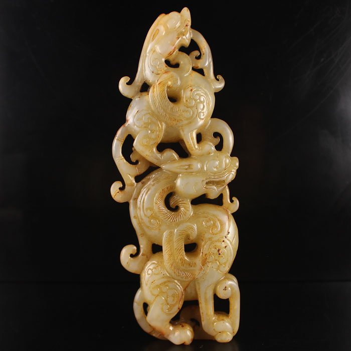 Chinese Natural Hetian Jade Statue - Fortune Beast (1 of 6)