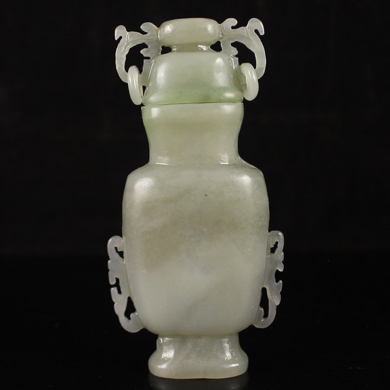 Chinese Natural Hetian Jade Double Rings Bottle (1 of 6)