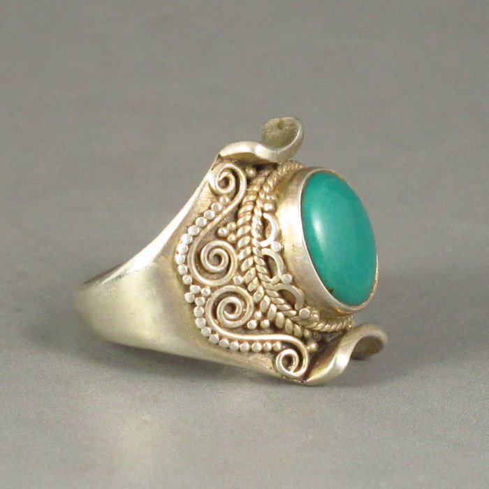 Genuine 925 Silver Inlay Natural Turquoise Ring (1 of 6)