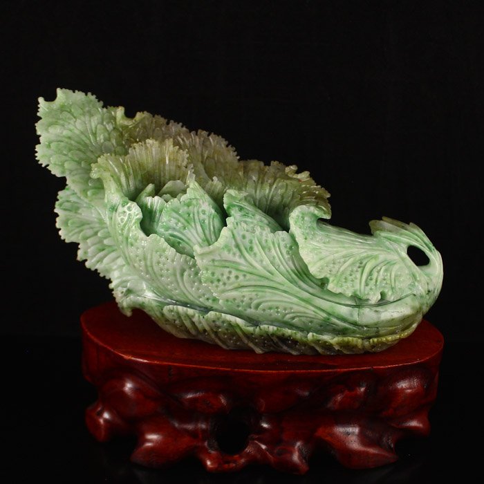 Chinese Dushan Jade Fortune Cabbage Statue (1 of 5)