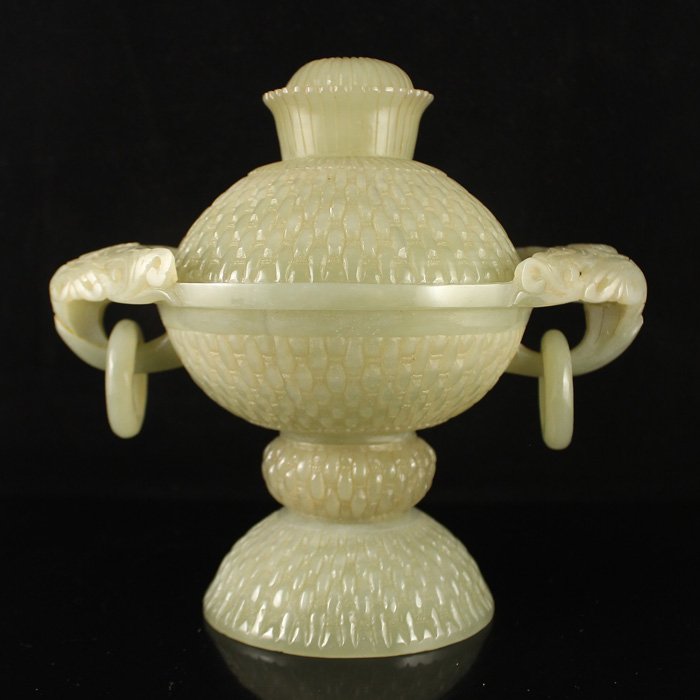 Vintage Chinese Hetian Jade Double Ring Incense Burner (1 of 8)