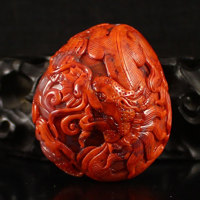 Chinese Natural Nanhong Agate Statue - Dragon (1 of 6)