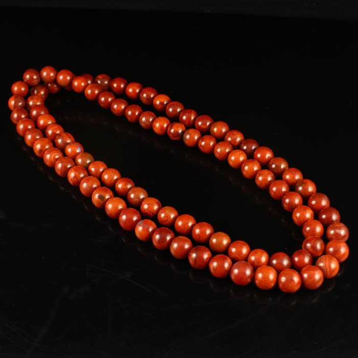 108 Chinese Natural Nanhong Agate Beads Necklace (1 of 8)