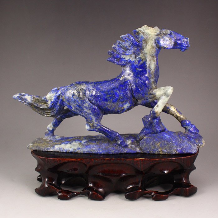 Chinese Natural Lapis Lazuli Statue - Fortune Horse (1 of 6)