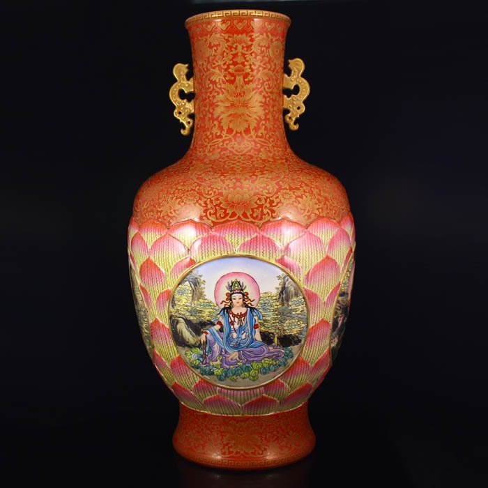 Chinese Famille Rose Porcelain Big Vase - Kwan-yin (1 of 10)