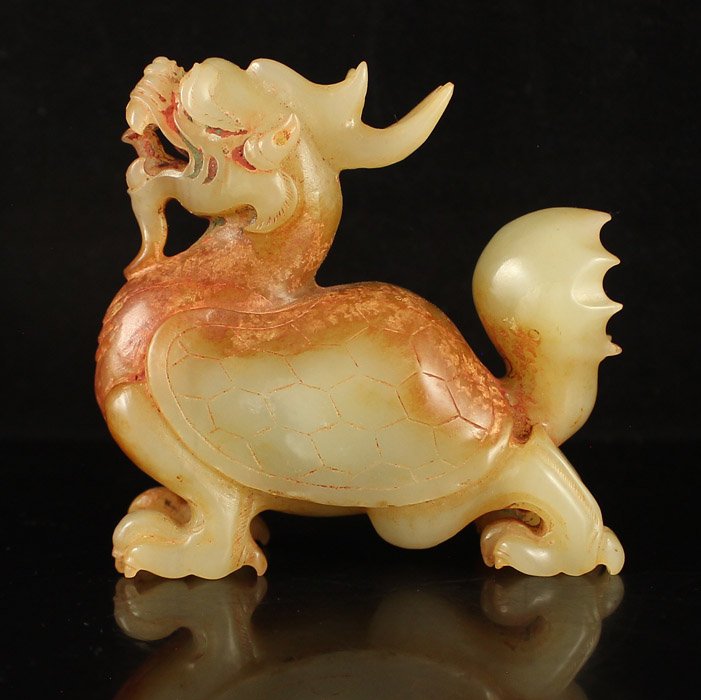 Vintage Chinese Hetian Jade Statue - Ao Dragon Turtle (1 of 7)