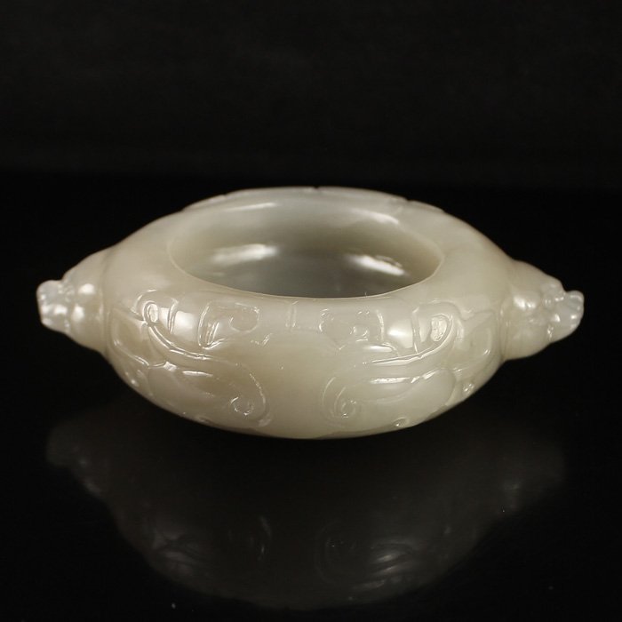 Chinese Natural Hetian Jade Carved Brush Washer (1 of 6)