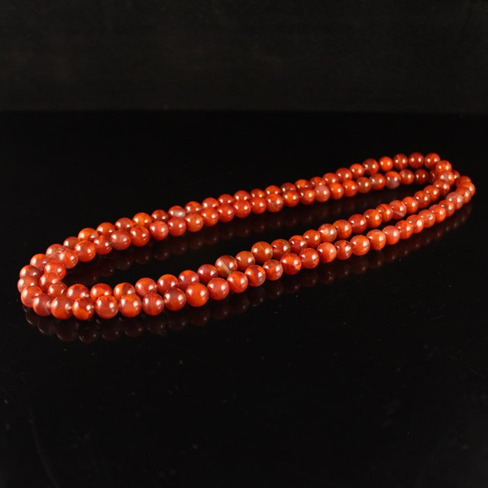 Chinese Natural Nanhong Agate Beads Necklace (1 of 7)