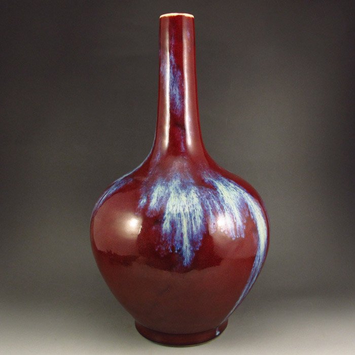 Chinese Fambe Glaze Porcelain Vase w Yongzheng Mark: Vintage Chinese Fambe Glaze Porcelain Vase w Yongzheng Mark Dimension:380*210*210(mm)14.96*8.27*8.27(in)Weight 6.61 lbs/2998 g Tips about Chinese Porcelain Chinese ceramic ware is an art craft that ha