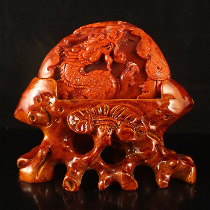Superb Chinese Natural Nanhong Agate Statue - Dragon (1 of 10)