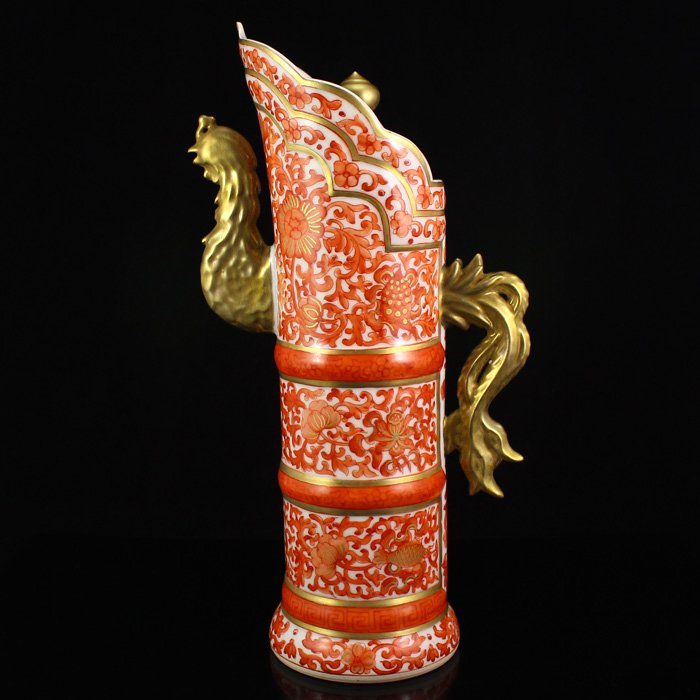 Chinese Gilt Gold Iron-red Glaze Porcelain Big Teapot (1 of 10)