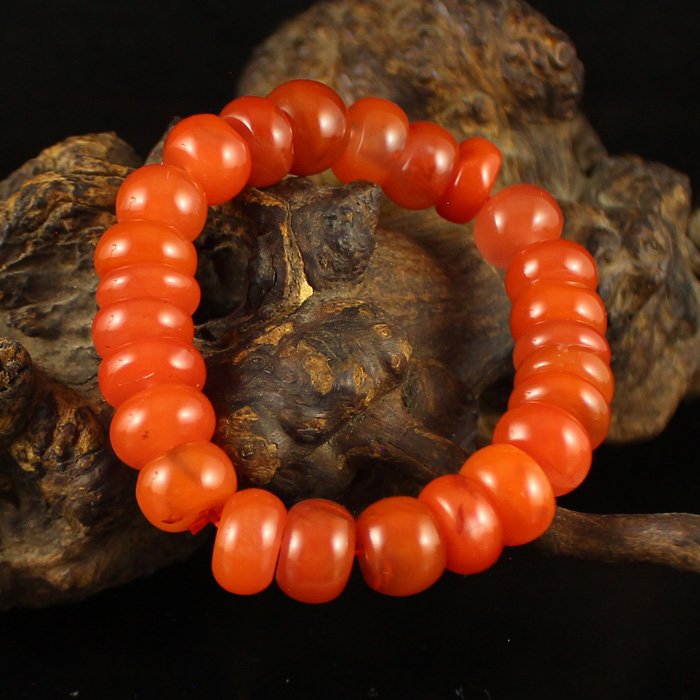 Chinese Natural Nanhong Agate Beads Bracelet (1 of 5)