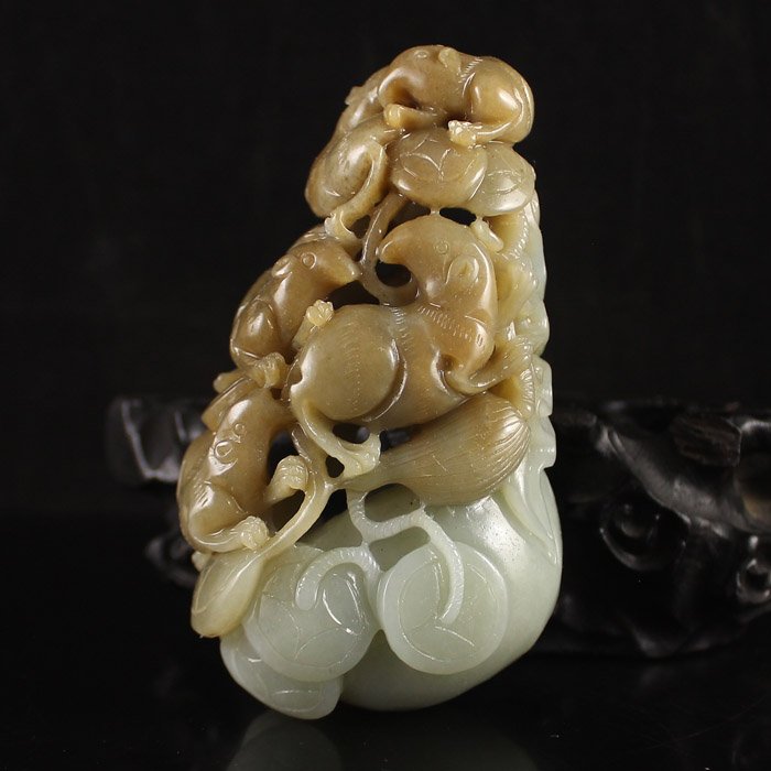Chinese Natural Hetian Jade Pendant - Fortune Five Mice (1 of 6)