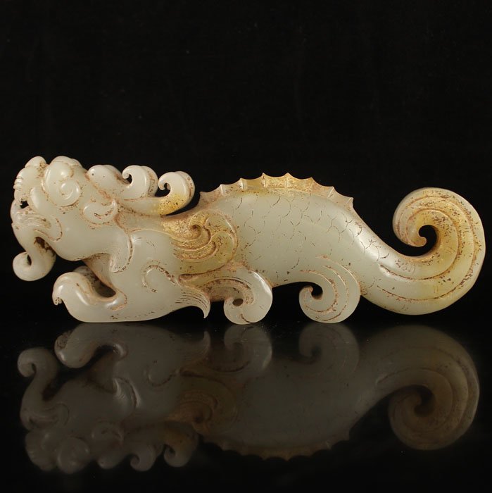 Chinese Natural Hetian Jade Statue - Dragon (1 of 6)