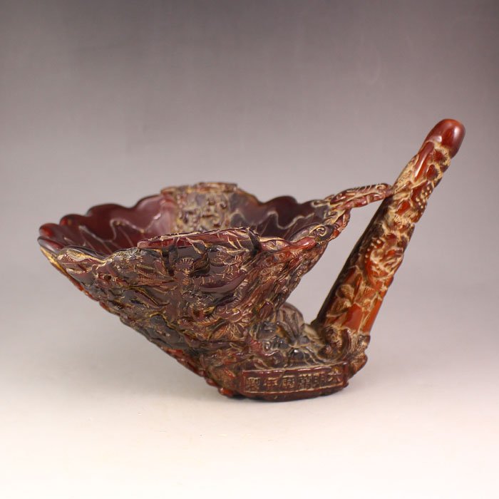 Vintage Chinese Ming Dy Ox Horn Cup w Wanli Mark (1 of 8)