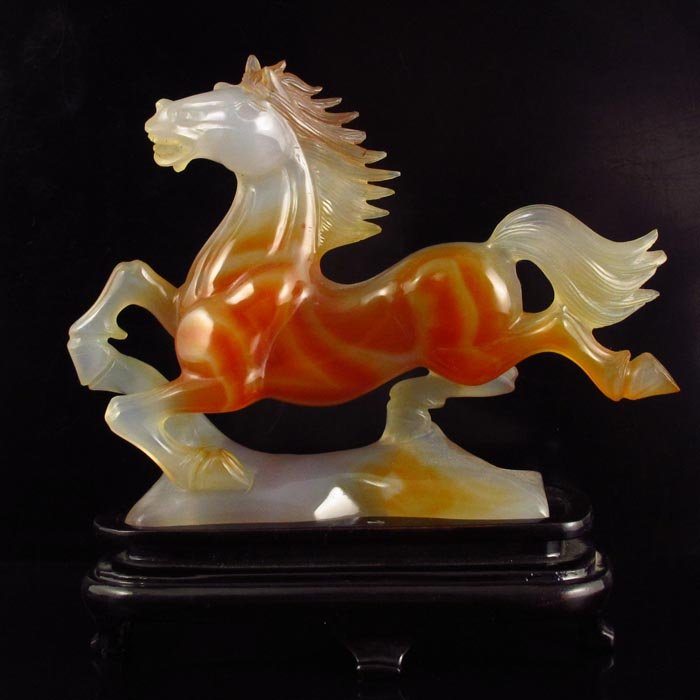 Superb Chinese Natural Agate Statue - Fortune Horse (1 of 6)