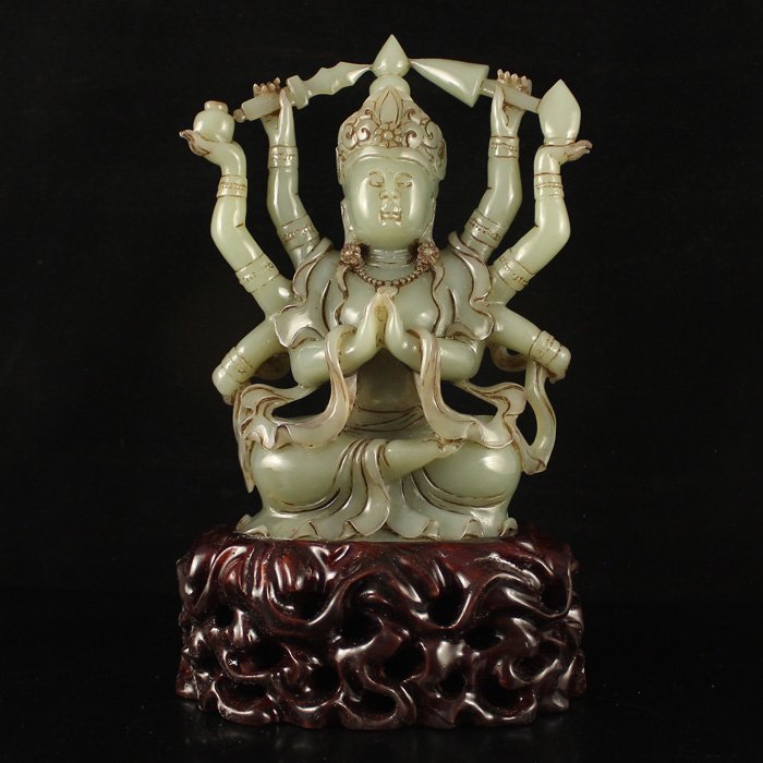 Chinese Qing Dy Hetian Jade Statue - Eight Arm Kwan-yin (1 of 7)