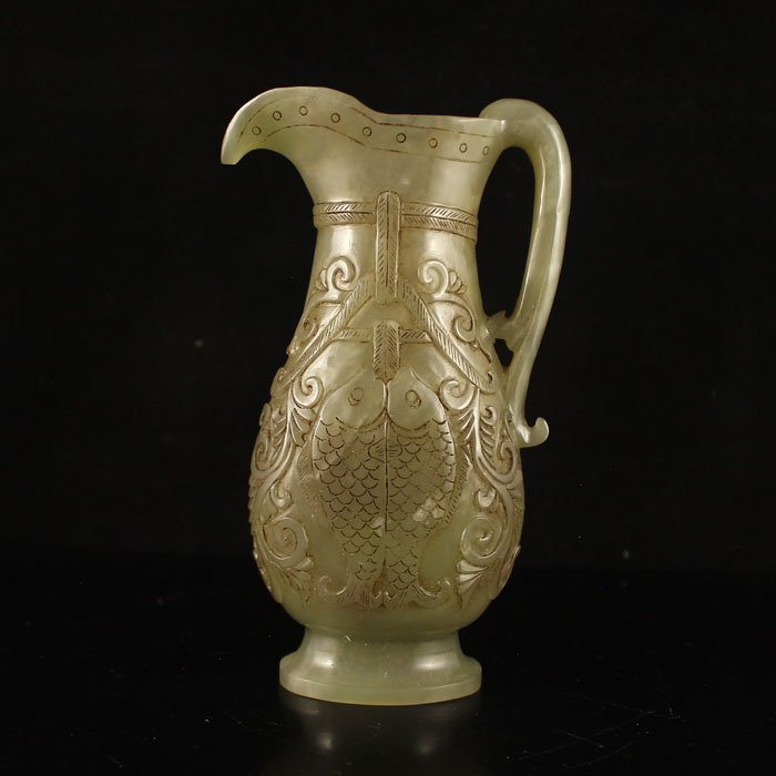 Vintage Chinese Qing Dynasty Hetian Jade Pot (1 of 6)