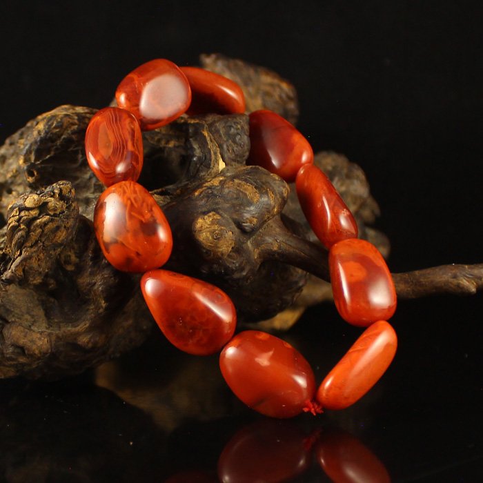 Chinese Natural Nanhong Agate Beads Bracelet (1 of 6)