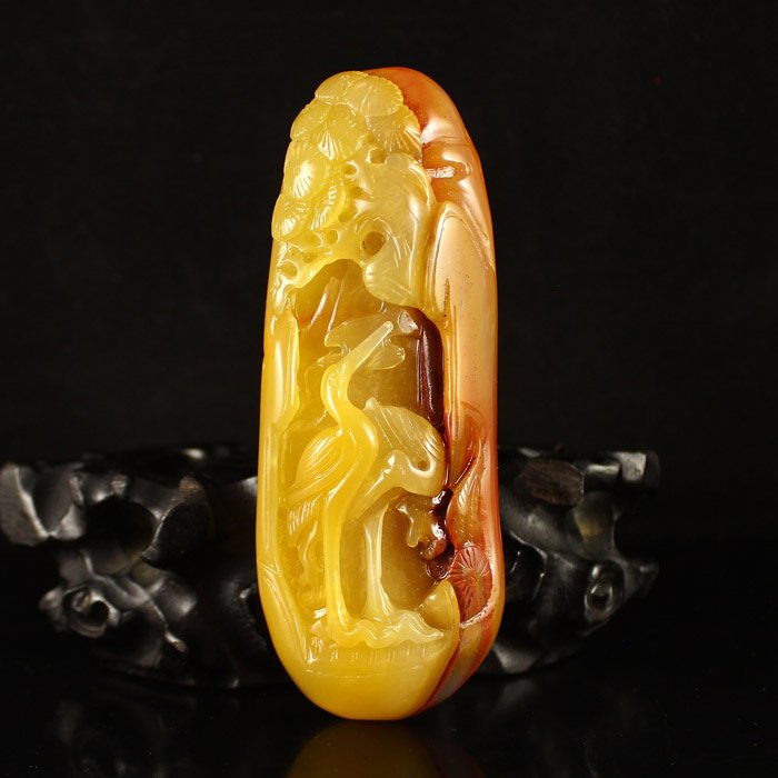 Chinese Natural Jade Pendnat - Pine Tree & Cranes (1 of 6)