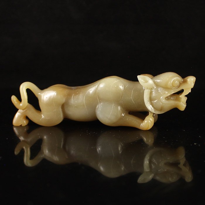Chinese Natural Hetian Jade Statue - Tiger (1 of 7)